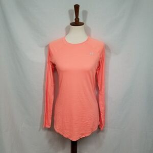 Under Armour Bright Orange Athletic Women's Activewear Long Sleeve Workout Top